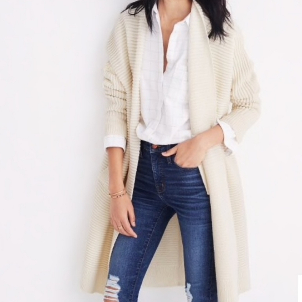 Madewell Ribbed Merino Wool Fulton Sweater Coat Coatigan S